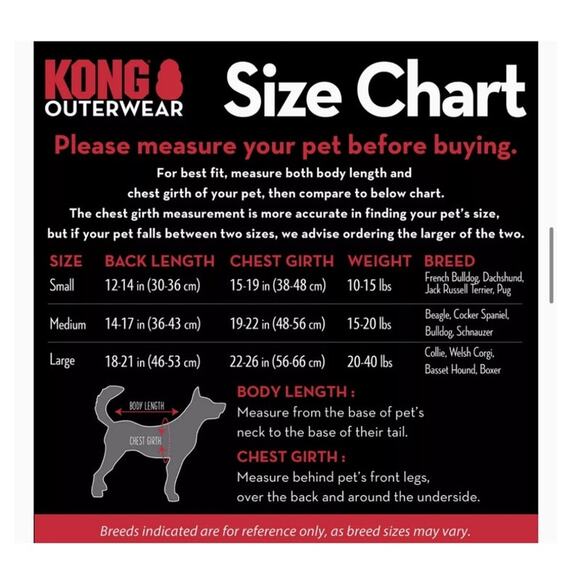 Kong Dog Full Coverage Snow Suit Waterproof Coat Medium 43-51cm back Black Red - Picture 4 of 5